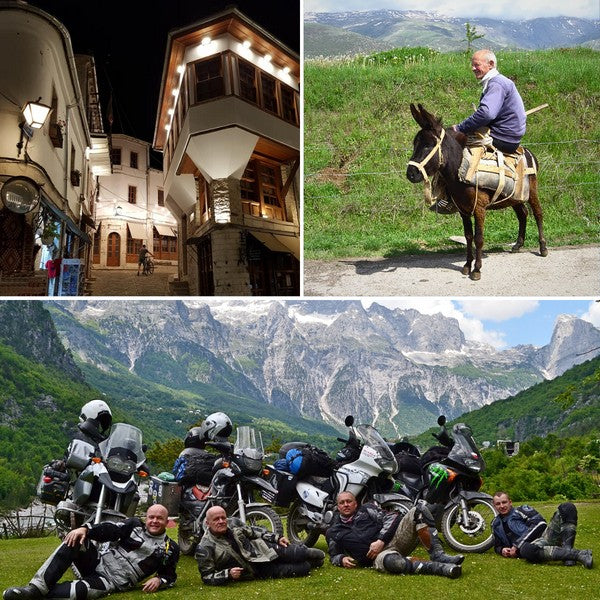 Motorcycle riders in Theth, Gjirokastra old town and Albanian mountain life on tour.