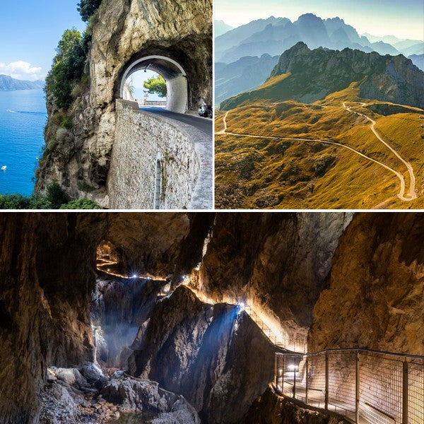 Scenic motorcycle routes of the Balkans featuring Adriatic coastal roads, high mountain passes, and the impressive caves of Slovenia and Croatia – part of the Balkans Motorcycle Tour.