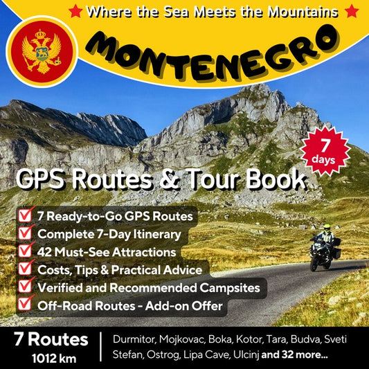 Montenegro Motorcycle Tour Book & GPX Routes – Scenic Roads, Adriatic Coast & Durmitor National Park Motorcycle Adventure