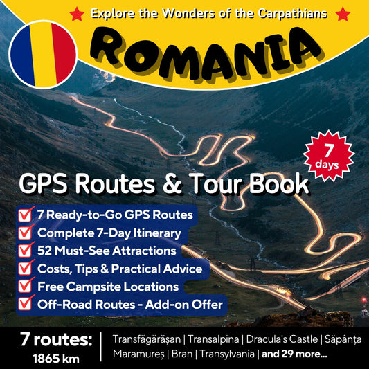 Romania Motorcycle Tour Book & GPX Routes – Transfăgărășan, Transalpina, 7-day itinerary and must-see attractions.