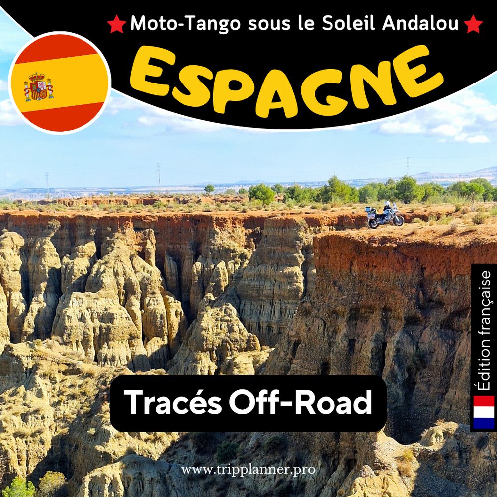 Couverture du supplément itinéraires off-road et traces GPX moto en Espagne et Andalousie.